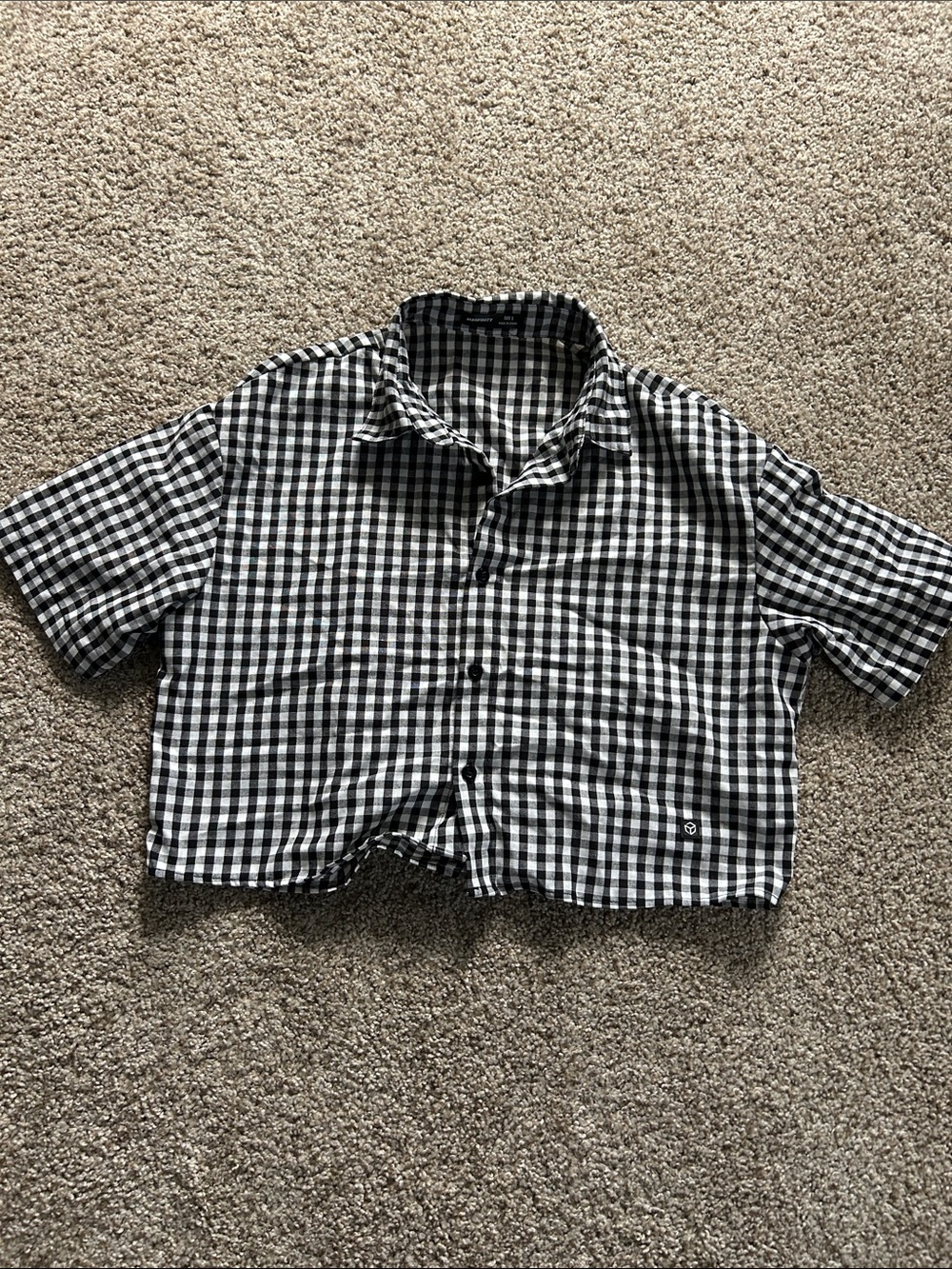 NFINITY Black & White Gingham Button-Down Shirt cropped